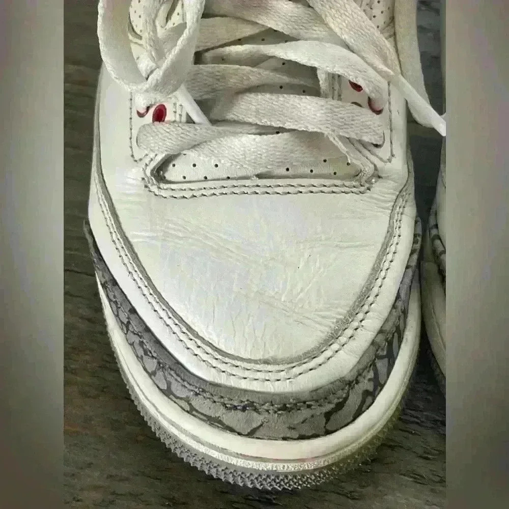 Nike Air Jordan 3 Reimagined Retro White Cement Lace Up Sneaker Kids 4 - Picture 7 of 11